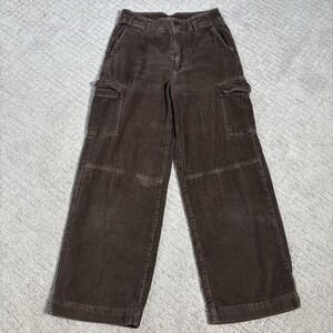 BDG Urban Outfitters Corduroy Cargo Pants Women's 4 Brown Ribbed Wide Leg Y2K